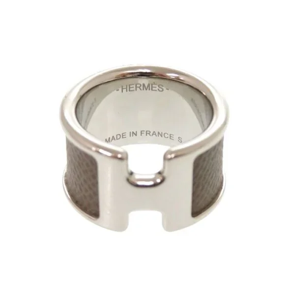 Hermes Olympe GM Vaux Epson Etoupe Silver Hardware Ring Size S Accessories 0373 - Picture 3 of 3